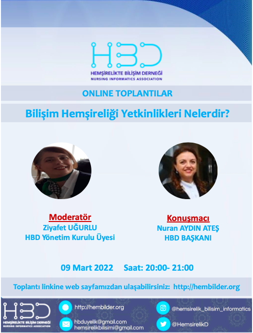 Hembilder's tweet photo. Hemşirelikte Bilişim Derneği olarak düzenlediğimiz Online Toplantılar serimizde bu hafta, "Bilişim Hemşireliği Yetkinlikleri Nelerdir?" sorusuna yanıt arıyoruz. Bekleriz :)
Toplantı detaylarımız web sayfamızdadır: https://t.co/faEKXGEhnh 
#nursinginformatics https://t.co/SDEmGGsw9p
