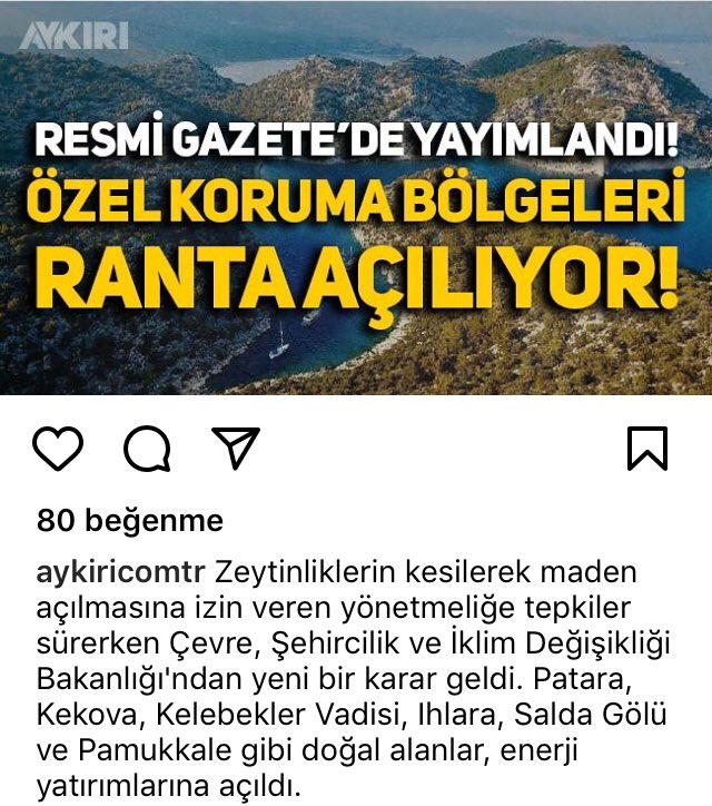 Resmî gazetede yayınlanmış
Özel koruma bölgeleri ranta
açılıyorMUŞ
Ama yeter ARTIK
Ben cidden vatanımı
“bu ellerinizle teslim ettiğiniz”insanlardan korumaya çalışmaktan
SIKILDIM
BIKTIM
USANDIM
🤯😡
#resmigazete
#patara
#saldagölü
#pamukkale
#kelebeklervadisi
#Kekova
#ıhlara
#akp