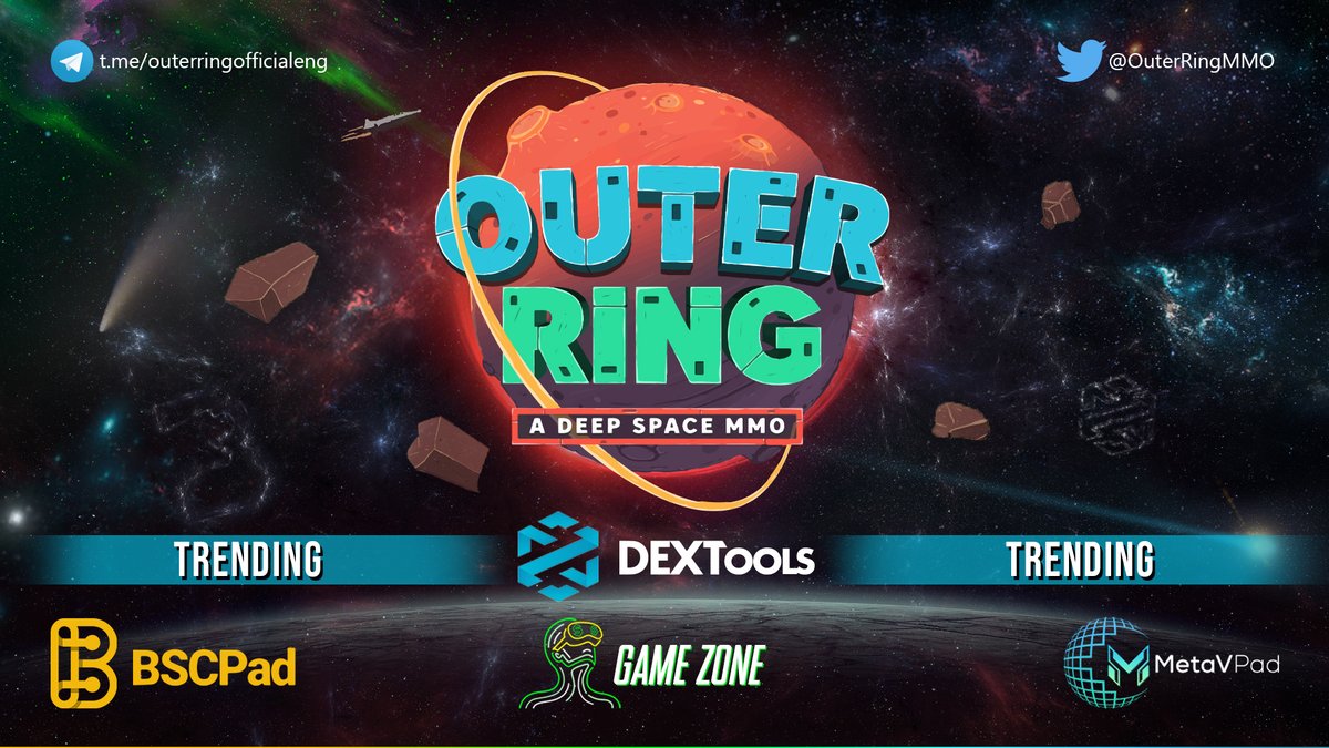 🔥Outer Ring is now TRENDING on Dextools!

dextools.io/app/pancakeswa…

🚀Outer Ring staking is already live! Stake $GQ to collect valuable ingame items and get a headstart on the competition!
⏩t.me/gamezoneann/707

🤩Make sure you follow <a href="/OuterRingMMO/">Outer Ring MMO 🪐</a> for more exciting news!