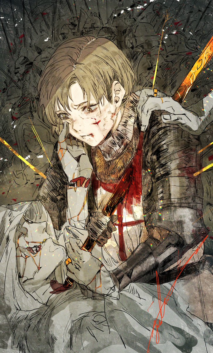 神に定められた運命に抗うことは罪なのか、神の名の元に殺めるのは罪なのかを題材にかいてきた絵 