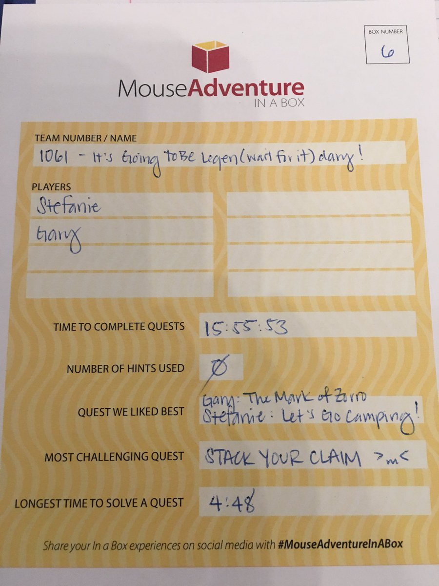_ssmores's tweet photo. Well, @MouseAdventure #MouseAdventureInABox 6 was harder than we expected! Yes, our normal issues (transposing letters incorrectly) happened, but that was a doozy for us. Good thing we started “early”. Thanks, @3rdG8Games for another’s interesting #MouseAdventure game! https://t.co/zG9rYZDsU0