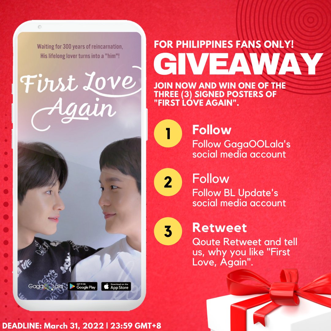 BLUPDATE2022's tweet photo. 📢GagaOOLala will be giving away three (3) signed posters of #FirstLoveAgain for PH fans only!

To join, simply follow these steps:
✅ Follow @GagaOOLala @BLUPDATE2022
✅ QRT this: Why you like the "First Love Again"?
✅ Don't forget to attach your favourite moment/s in the show. https://t.co/BC8IWJ5rzw
