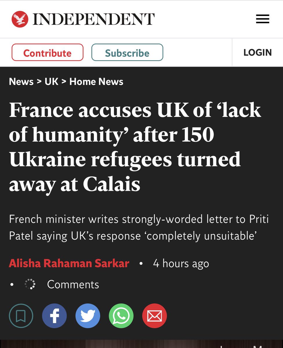 Boris Johnson &amp; Priti Patel are turning away #Ukraine refugees at Calais who fled #UkraineRussianWar &amp; struggled THOUSANDS of miles to seek refuge in UK. REPREHENSIBLE. EVIL

I never voted for these bastards in British Govt. See the inhumanity they keep unleashing

Not In My Name