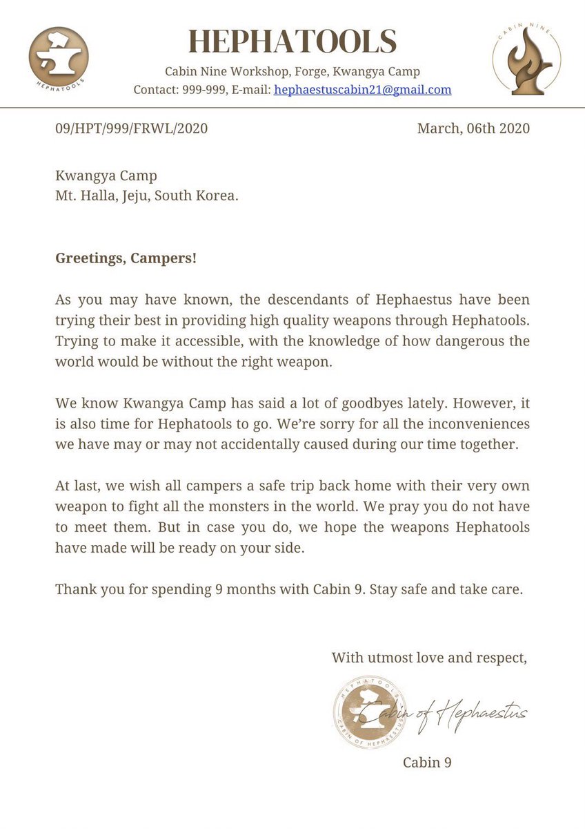 hephatools's tweet photo. ——

We are already served the best for you guys, and now it's time for us to say goodbye. Thank you for everything campers, Adios!

—— https://t.co/gZUVzUHxzN