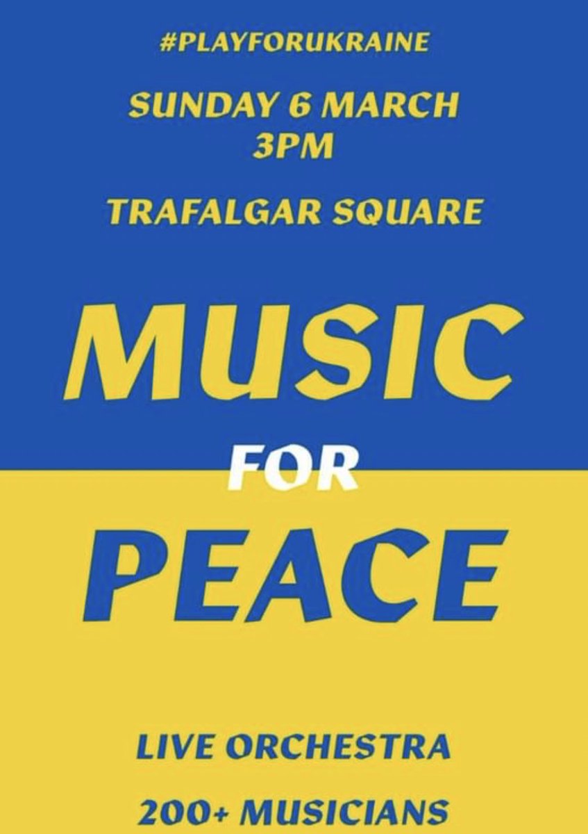 Today musicians gather at 3pm in Trafalgar Square 💛💙#playforukraine <a href="/decappeal/">DEC</a>