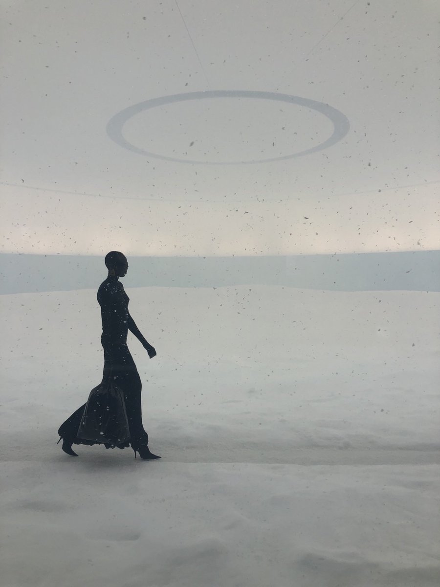 Balenciaga. A set. Snow and wind. Paris