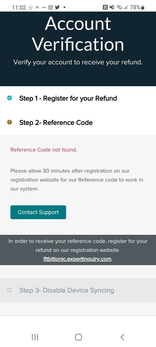 m6mgy's tweet photo. @FitbitSupport @FitbitUK trying to process refund for recalled ionic, but reference code not found. https://t.co/tIvI4SGZpy