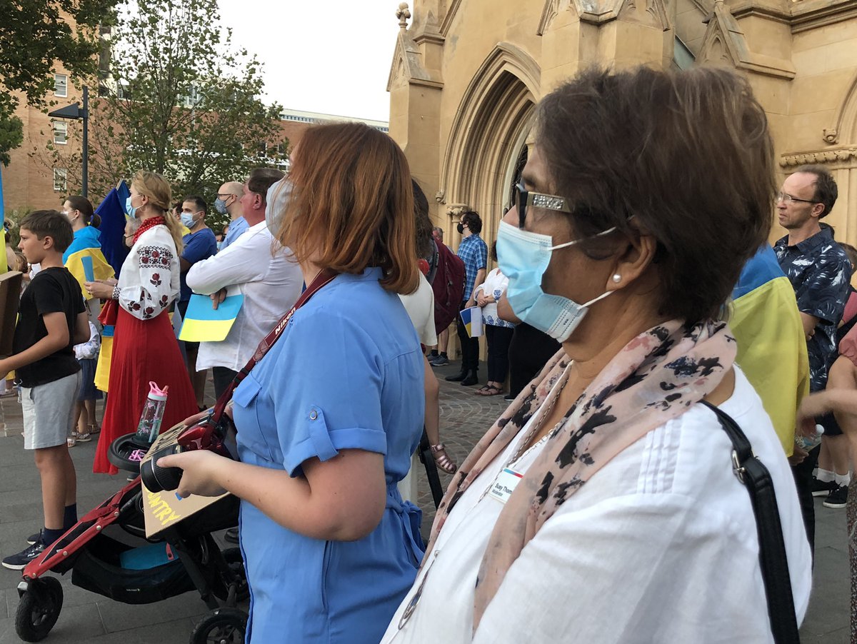 Moderator of the <a href="/UnitingChurchWA/">Uniting Church WA</a> Susy Thomas, standing with the Ukrainian community of WA and many members of State and Federal Parliaments. #StandWithUkraine️ #PeaceInUkraine