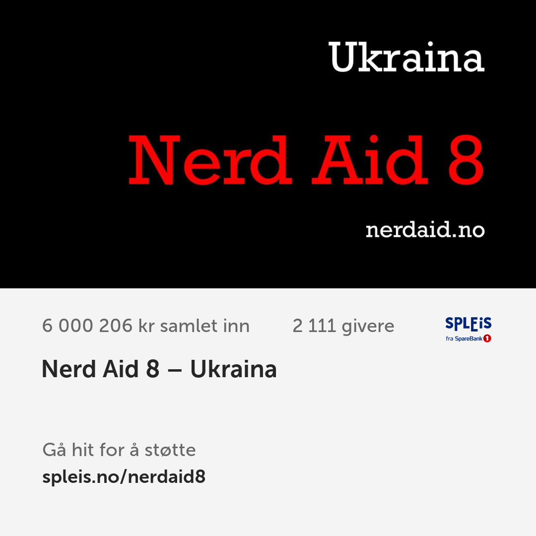 Fredelig søndag uten oppdateringer fra nerdaid.no, sa du? Glem det. Vi passerte nettopp SEKS MILLIONER INNSAMLET. Det er sånn ca. én kilometer med tusenlapper det. Den russiske tyrannen fortsetter sin galskap. Men vi gir oss ikke. Målet er 10 millioner. #nerdaid