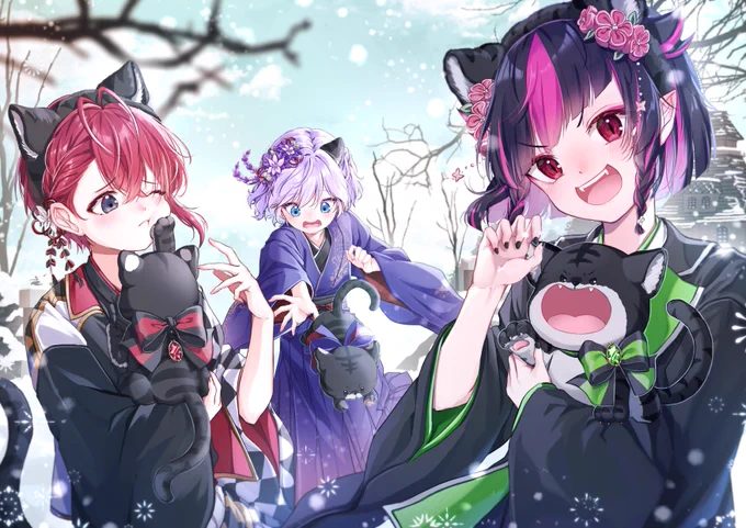 新年記念で描いたんだけど色々タイミングが会わなくって自分だけ見ようっと思ったのにせっかくの誕生日なので!!あけおめの🐯🎀組💕
#ツイステファンアート 