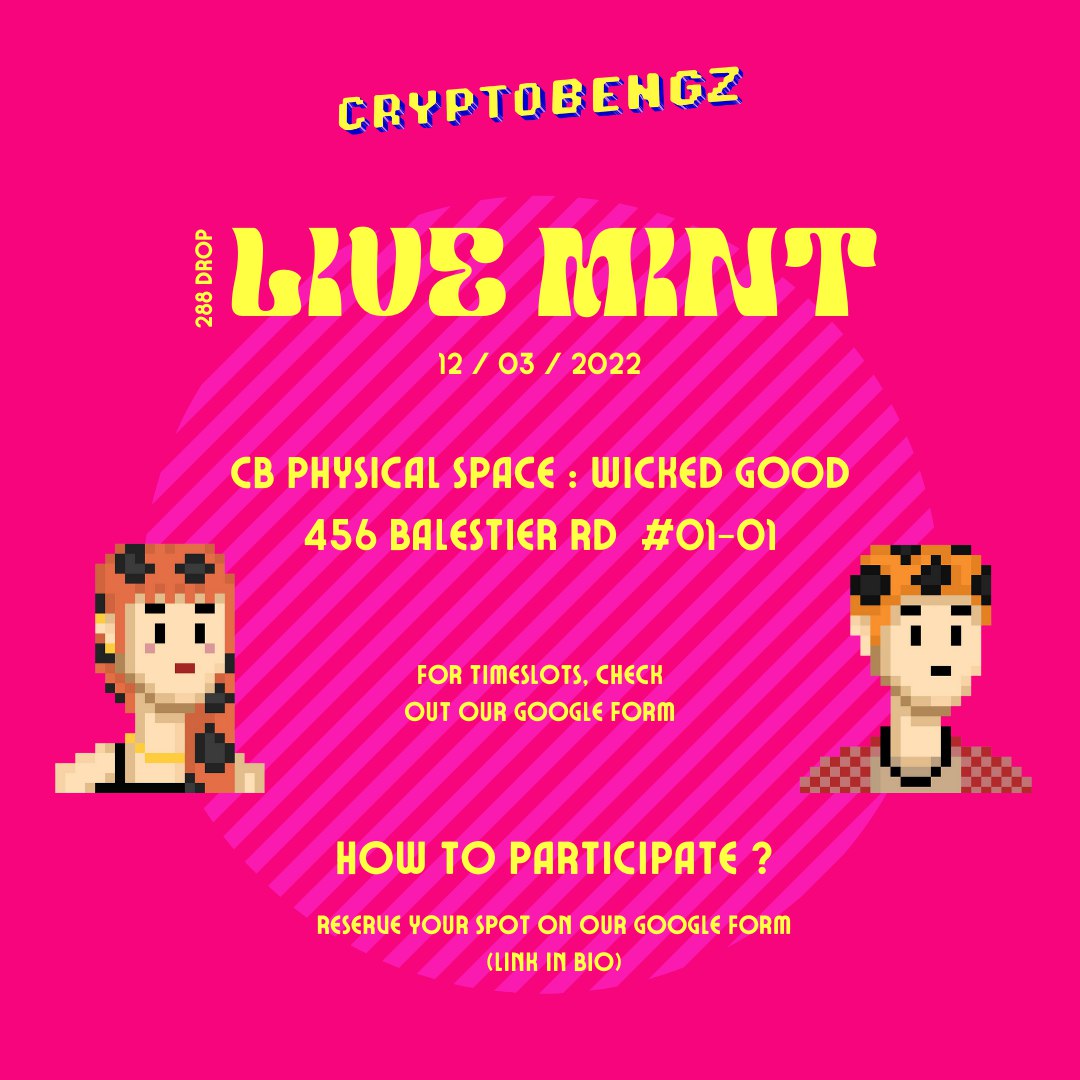 We are pleased to announce our first ever live mint at our newly opened physical space WickedGood 💋

*Holders of THIS 288 DROP will be able to enjoy special perks and promotions at our physical space! limited to 50 slots only. 

SIGN UP HERE 👇🏼
docs.google.com/forms/d/e/1FAI…