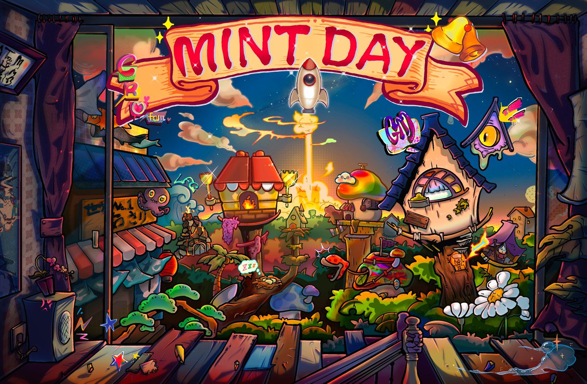 gm to all #crofam . It's officially Mint Day for MM Treehouse.

Join us in our discord (discord.gg/madmeerkat) in 1.5 hours (8am EST / 1pm UTC), as we host our launch party.

Like, RT, share this with the world. Be there, be #MAD, and good luck! See you guys 🌴😃🌴