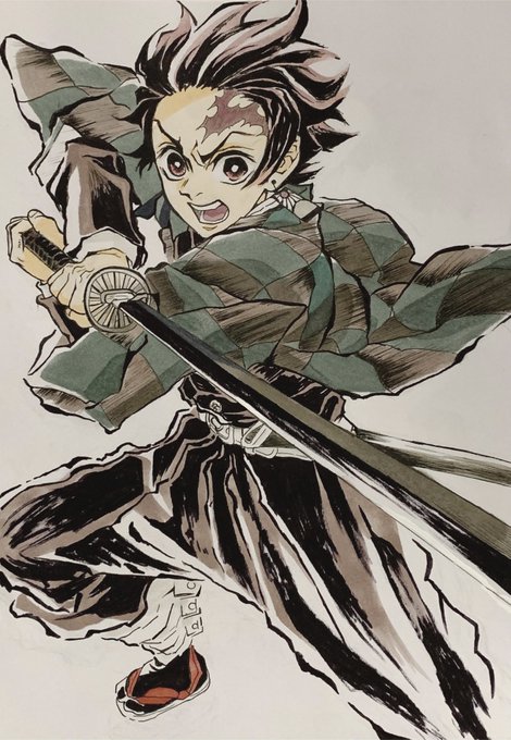 m♡nさんがTwitterに投稿した竈門炭治郎(鬼滅の刃)のイラスト。