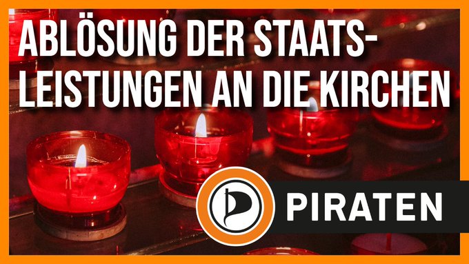Staatsleistungen an die Kirchen beenden. Aber richtig!

PIRATEN fordern, den Kirchen den längst überfälligen Ausstieg aus der Staatsfinanzierung nicht noch üppig zu versilbern.

Ein Artikel von <a href="/ChristianHachm/">Christian Hachmann</a> : piratenpartei-hessen.de/blog/2022/02/0… #Kirche #Piraten / *fr