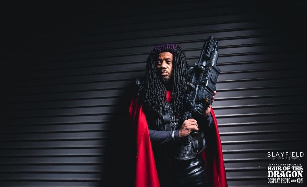 Thank you #slayfield_photography for this powerful shot of me as #Bishop

#HairoftheDragon Event from <a href="/MarksterCon/">Markster Con</a> 

#markstercon #hairofthedragon2022 #hairofthedragon #slayfieldphotography #cosplay #cosplayphotographer #barrfoxx #cosplayyourway #bishopcosplay #xmen #mutants