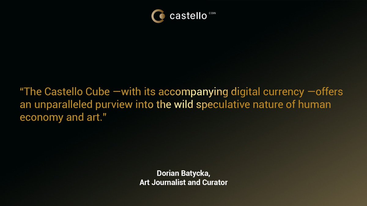 castellocoin's tweet photo. The Castello CUBE and Coin are conquering new territory in the new world where reality meets digital. Who would have thought that an art journalist and curator would get excited over a finance product?

#castellocoin #castellocube #critic https://t.co/x2U4Y0GZW9