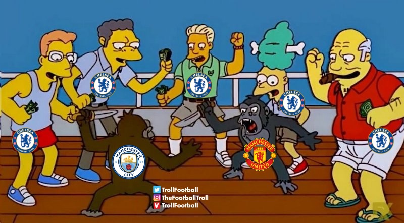 TrollFootball's tweet photo. Chelsea fans later today watching the #ManchesterDerby https://t.co/XCT1VBFdCO