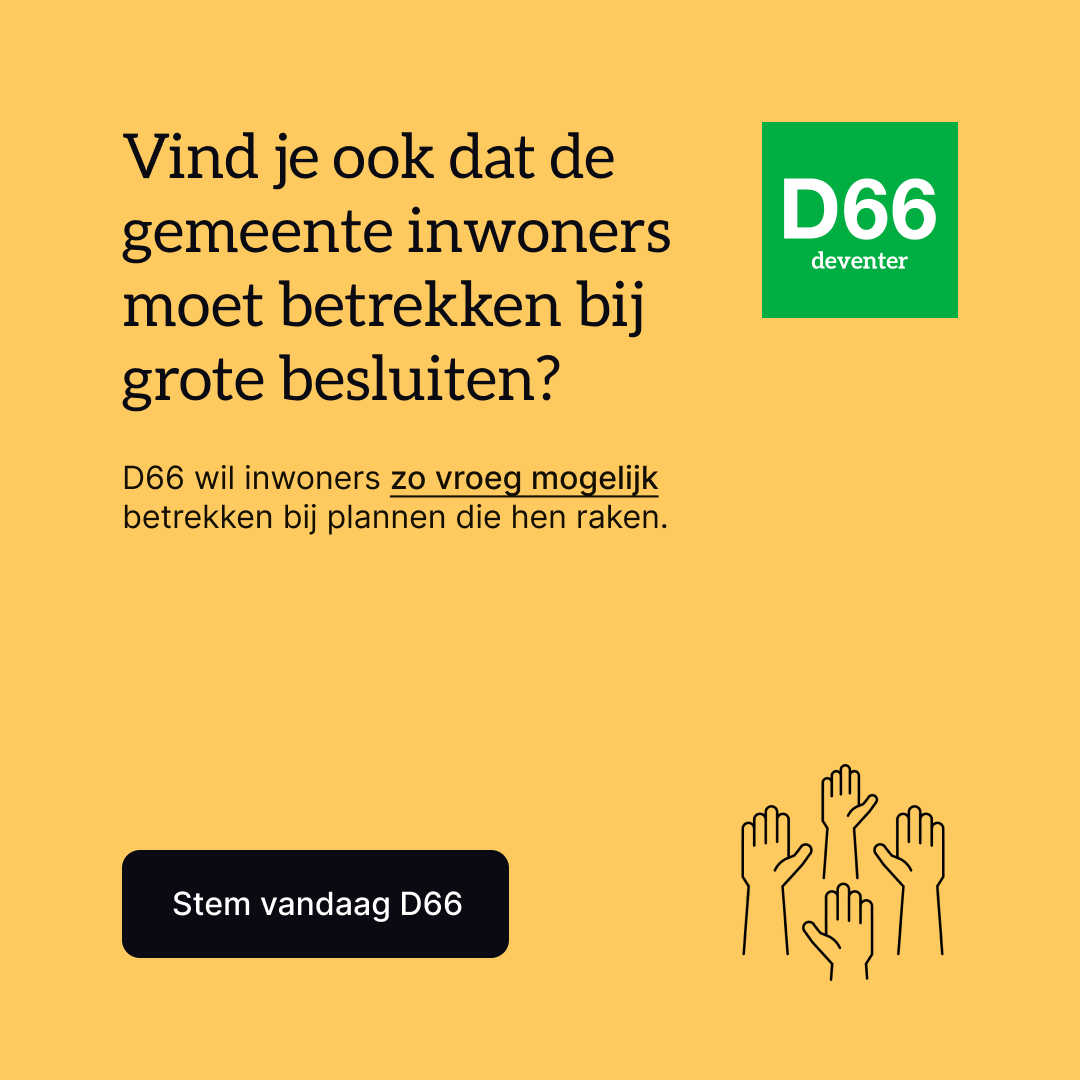 d66deventer's tweet photo. D66 wil een bestuurscultuur om met huishoudens en bedrijven samen te werken.

Doe mee, stem vandaag D66! #deventer #diepenveen #bathmen #schalkhaar #colmschate #okkenbroek #lettele https://t.co/rjYYA3b9Ia