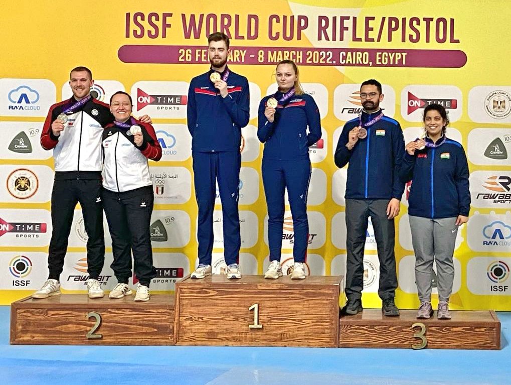 sports_odisha's tweet photo. #Shooting international from #Odisha @Shriyanka_India has bagged a #Bronze in the 50m Rifle 3P mixed team event partnering Akhil Sheoran in the ongoing @ISSF_Shooting World Cup 2022 at Cairo, #Egypt.

Congratulations Shriyanka. We are proud of you! 🙌 https://t.co/NdYPHlhfaT