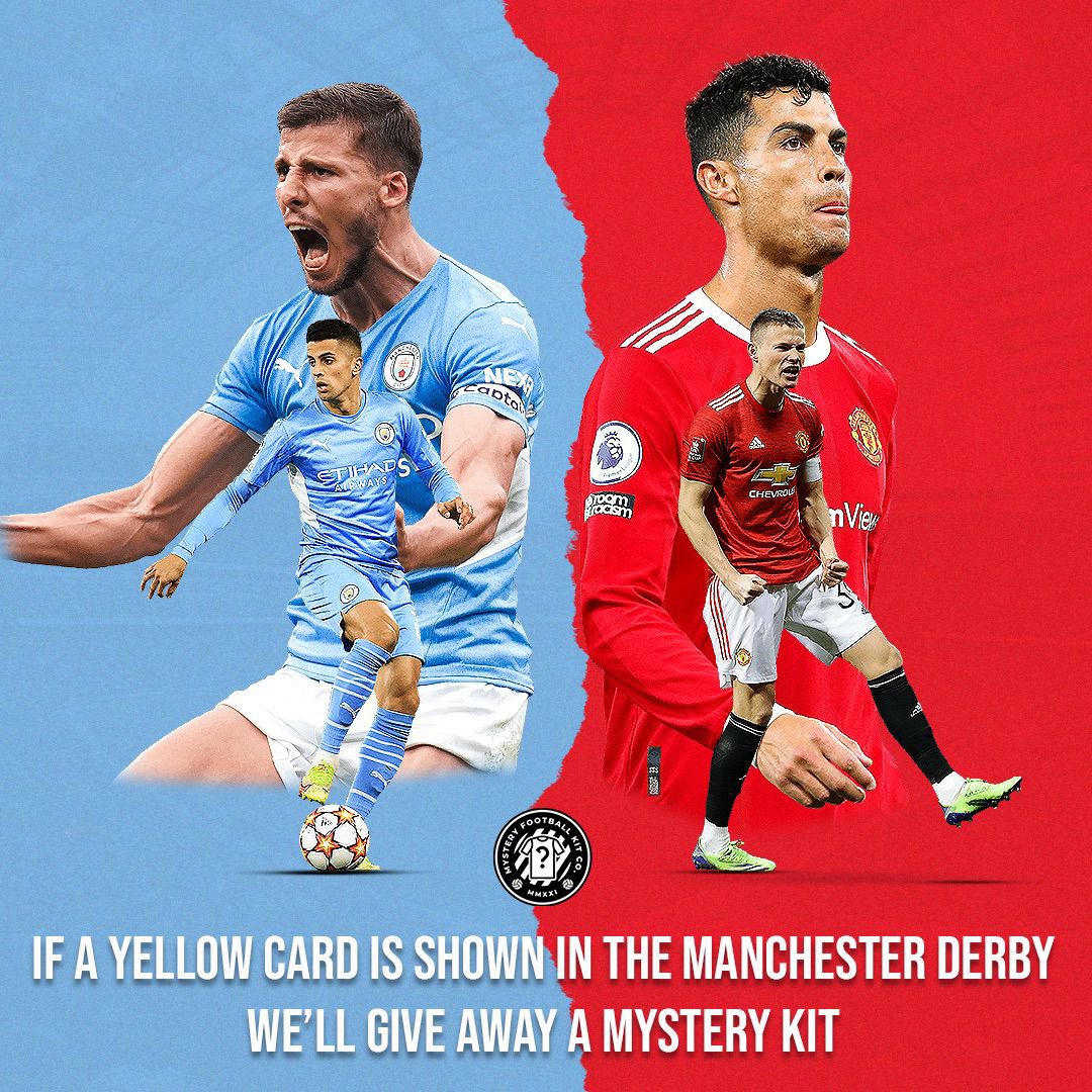 MysteryFootyco's tweet photo. GIVEAWAY 🚨

If a YELLOW card is shown in the MANCHESTER DERBY we’ll give away a mystery football kit box.🔥🔥🔥

To enter-

Follow @MysteryFootyco 🚶

Retweet this tweet ♻️

Good luck 🤞 https://t.co/TXD6M0CG76