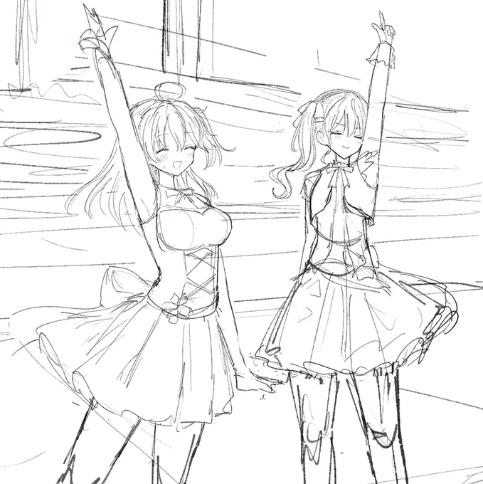 画力不足で没りました 2人の表情の違いがとても好きです 