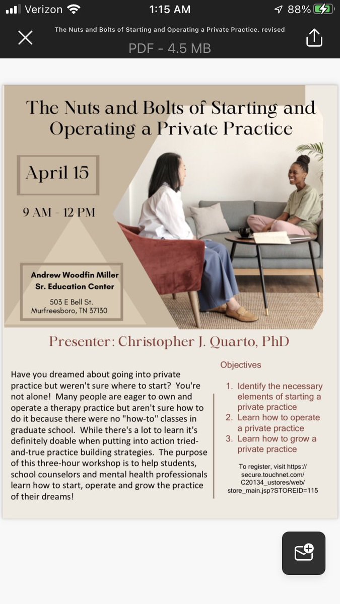 ChrisQuarto's tweet photo. Dr. Christopher Quarto will be presenting “The Nuts and Bolts of Starting and Operating a Private Practice.”  To register, please visit https://t.co/B3UWZ21Fbg. https://t.co/QqTZfxFfAg