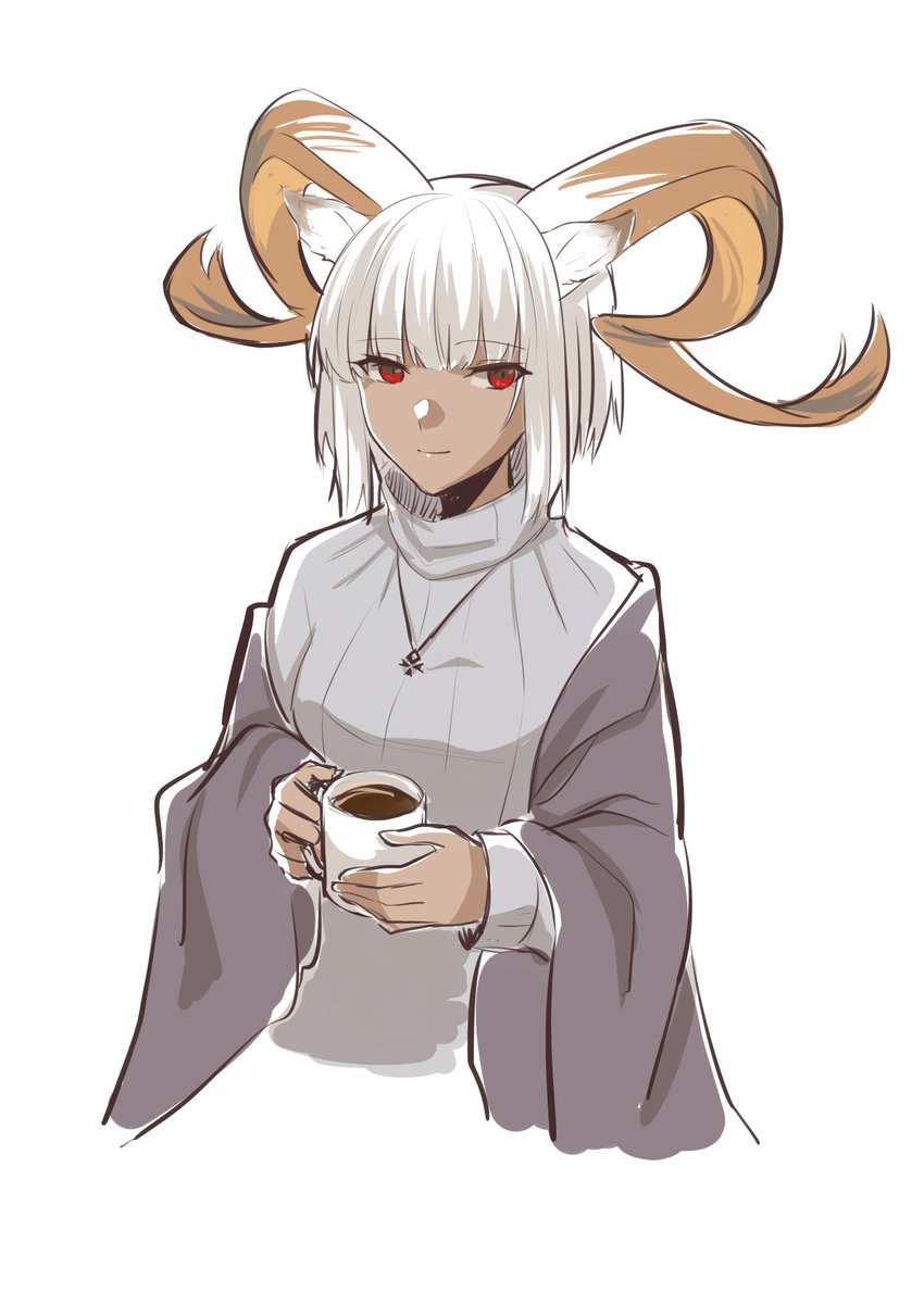 1girl dark-skinned female solo horns dark skin cup animal ears  illustration images