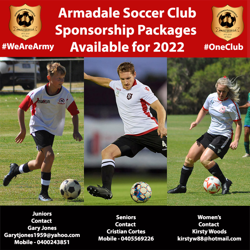 ArmadaleSoccer's tweet photo. Armadale Soccer Club Sponsorship Packages for season 2022 are now available. #WeAreArmy #OneClub https://t.co/BbBLUeREBZ