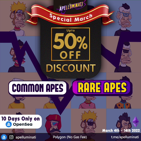 ApelluminatiNFT's tweet photo. 🔥 #Apelluminati
💯 Handmade
💯 Exclusive 1/1 #NFTs
✅ Manual NFT Mint-List
✅ Property Rarity
❌ No Generated
👀 https://t.co/mwUMxXhZfY
upto 50% off till March 14th
#nfts #nftart #nftcommunity #nftcollector #nftartist #sale https://t.co/KeaFx7wqQC