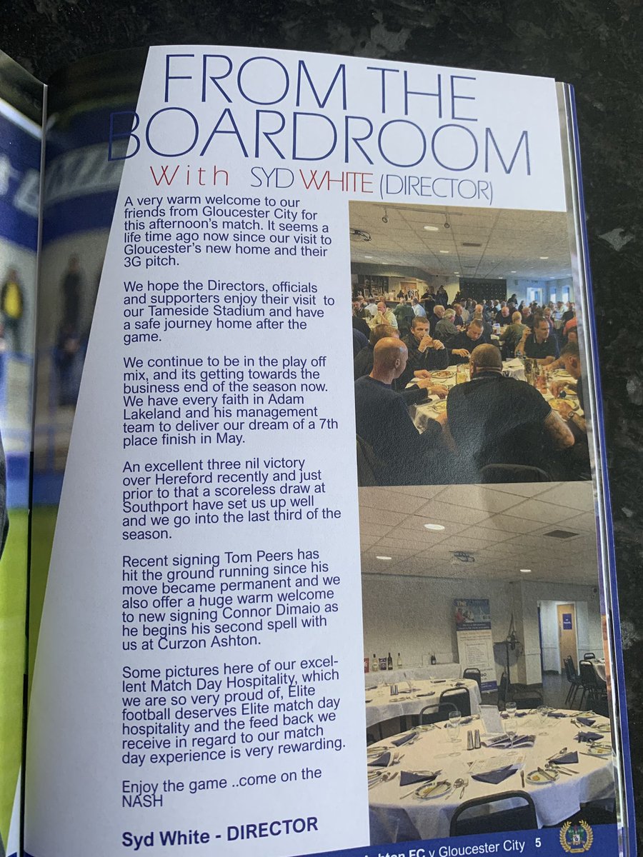 sydwhite5897's tweet photo. @CurzonAshton @McCurzon123 great atmosphere in our match day hospitality lounge yesterday, excellent meal, quiz, play your cards right, Super Nash …just the result  a two 1 defeat took the shine off the day ⚽️🍽🍷 https://t.co/7qaR5RAevo