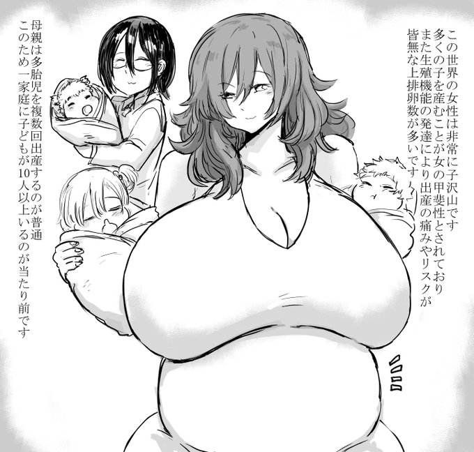 skeb依頼で描かせていただきました!!
女性がでかくてえっちな世界線 #10 出産編です 