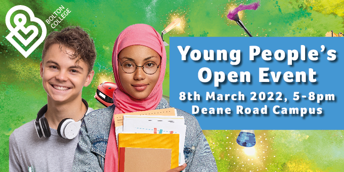 BoltonCollege's tweet image. Thinking about applying for Bolton College? 🤔
The wait for Our Young People's Live Open Event is nearly over! If you haven’t already registered, make sure you do!  
👉boltoncollege.ac.uk/register-open-…
