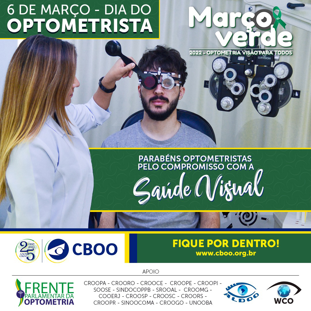 O CBOO parabeniza a todos os profissionais optometristas do Brasil e do mundo pelo dedicado e competente trabalho em prol da saúde visual 💚

Segundo a Organização Mundial da Saúde (OMS) a OPTOMETRIA é a primeira barreira contra a cegueira evitável no mundo.

#SouOptometrista