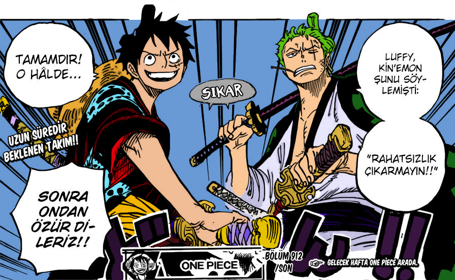 onepiecepaneli's tweet photo. -“Luffy, Kin'emon şunu söylemişti: 'Rahatsızlık çıkarmayın!'.”
-“Tamamdır! O halde sonra ondan özür dileriz!! #ONEPIECE #ONEPIECE912 #Luffy #Zoro https://t.co/luu4xVWO2a
