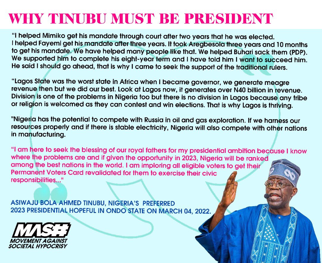 TheABATMovement's tweet photo. @TinubuOrg @Progressive4BAT @BatProjects23 @BATSVanguard @AbdulAbmJ @xagreat @DeeOneAyekooto https://t.co/h7MgrVuUsc