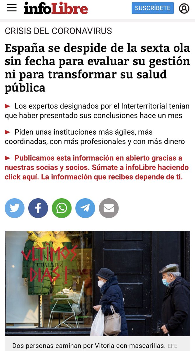 joancmarch's tweet photo. España se despide de la sexta ola sin fecha para #evaluar su gestión ni para transformar su #saludpública

Los expertos designados por el Interterritorial tenían que haber presentado sus conclusiones hace un mes

Mis declaraciones a @JaviSkan en @_infoLibre https://t.co/mF6D6nGPrr