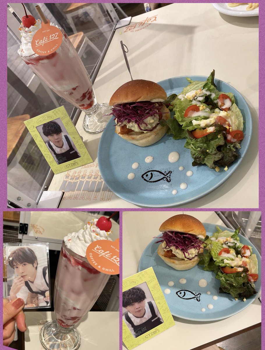 tama_tvxqexonct's tweet photo. 今日はジャニさんのバーガー🍔
そしてカロリー高そうなCherryBomb🍹
これで全メニュー制覇🥳
後二回…追予約してしまった…😇
 #NCT127 
 #NCTCafe https://t.co/zvvTD7067T