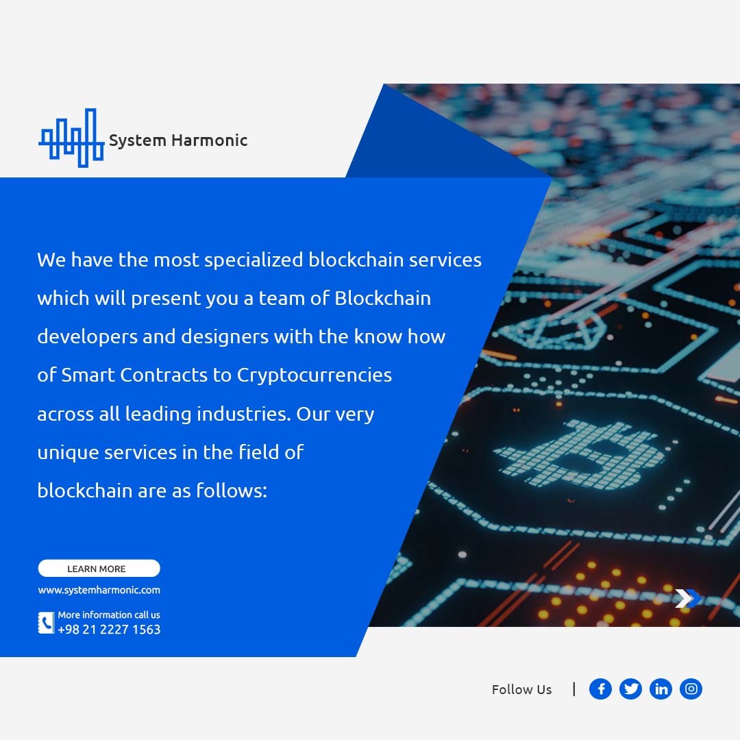 systemharmonic1's tweet photo. One of the specific services that we proudly countenance you to use it is our blockchain services. we are delivering exceptional blockchain development services to help you top the Decentralized economy. https://t.co/iRQqV1Nu0n