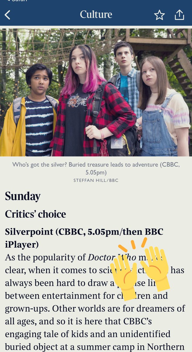 #Silverpoint - Sunday Times Critics’ Choice 🎉

Read more here (£): thetimes.co.uk/article/596bb4…

…and watch the series for yourself. Starting 5.05pm today - <a href="/cbbc/">CBBC</a>
