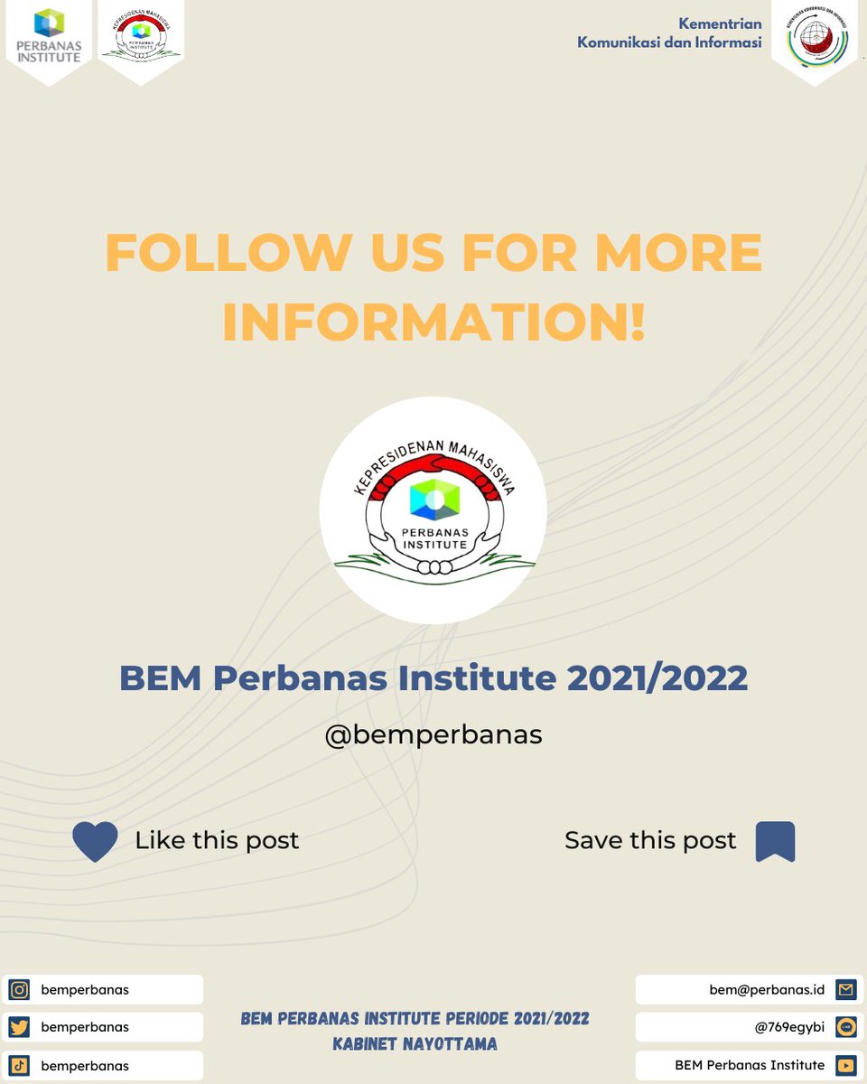 bemperbanas's tweet photo. Berikut lampiran pengumuman untuk mengetahui informasi selengkapnya.

Best Regards,
BEM Perbanas Institute 2021/2022
Kabinet Nayottama https://t.co/Ef82aVjc5U
