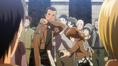 атака бэк. первый опенинг атаки титанов. иноске клинок рассекающий демонов. энни леонхардт. атака бэк.