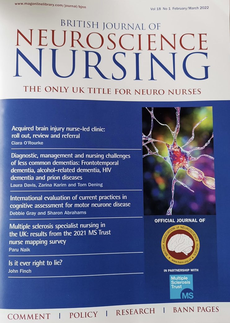neurobeaumontNS's tweet photo. This months edition of @BrJNeuroNurs includes an article from our own @ciaraorourke6 on her nurse led OPD service. Great to see CNS initiatives like this from @Beaumont_Dublin highlighted @NiamhShields16 #TBI #Neurosurgery #nurse #cns https://t.co/Dtskq21Sgz