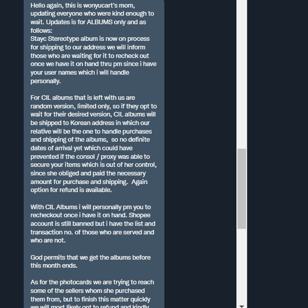 bananameeeeelk's tweet photo. mass update (03/06/22)

wonyucart/her mother's statement regarding items. as always i am just relaying this to everyone https://t.co/Eq2hBv8T0w