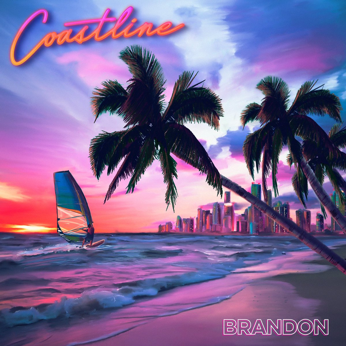 Brandon1980s's tweet image. The artwork for Coastline by the awesome @OutrunStudio