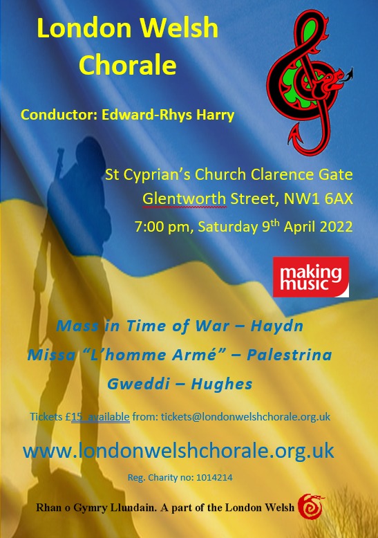 Here is the flyer for our next concert. 7 pm Apr 9th, St Cyprian's Clarence Gate, NW1