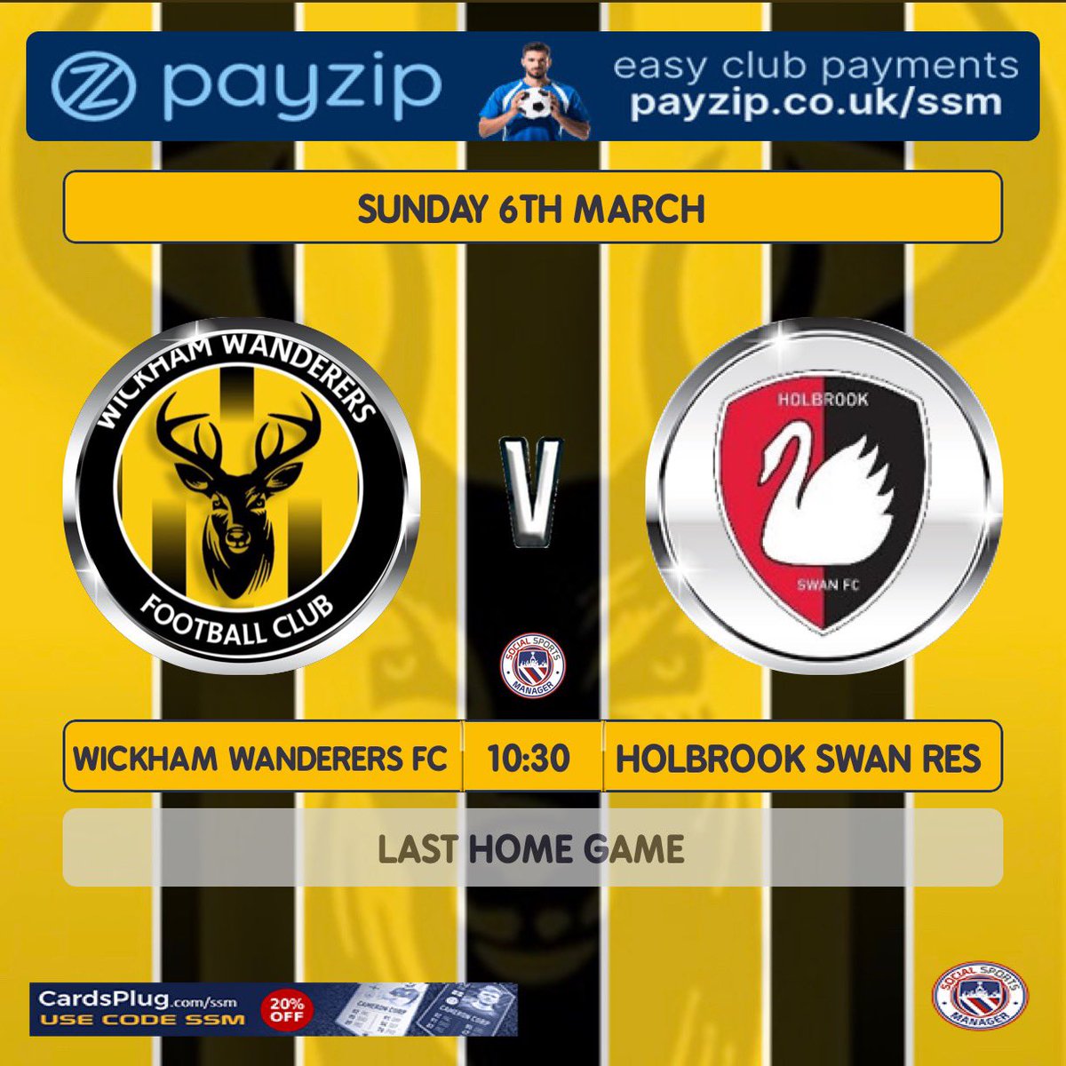 So end of the season she is win 4-1 win at home, against a fantastic Holbrook swan. Feels great to take there winning run off them. Well done to Holbrook for winning the league. Brilliant results for us and see us finish the season strong. 🟡⚫️🟡