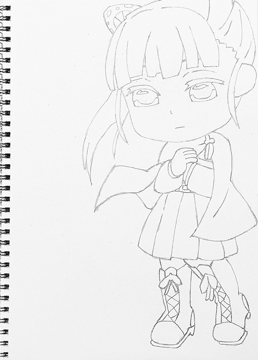MAX91053190's tweet photo. 鬼滅の刃〜カナヲ描いてみた！
今回はここまででペンと色鉛筆はあとにしようかなw
今の感じでもかわいい…かな。
 #鬼滅の刃  #絵描きさんと繫がりたい  #絵描き初心者  #ア���ログ絵 https://t.co/fYhO0bfZUV