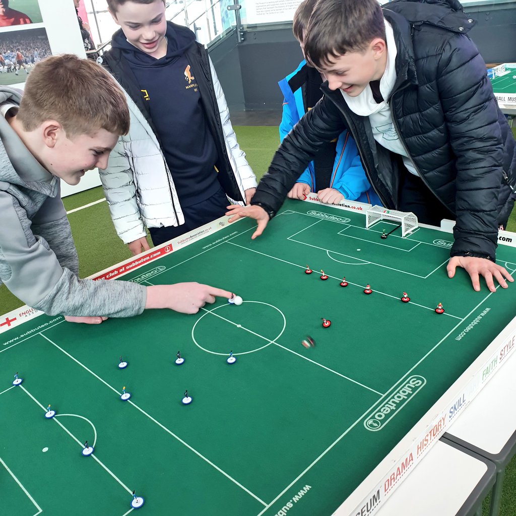 FootballMuseum's tweet photo. "Don't use your thumb!" 😅

Another day of fantastic action with @MancSubbuteo, with us until 3pm in the Pitch Gallery.

Keep your eyes peeled for future fixtures... https://t.co/BR6qwLNhpr