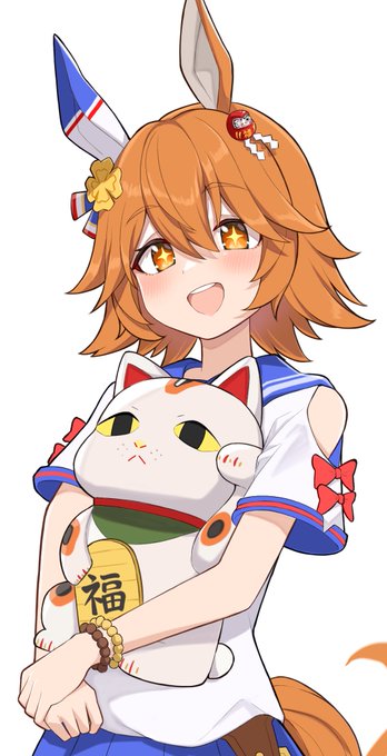 猫を前で抱えるマチカネフクキタル(デジタルVer.) 