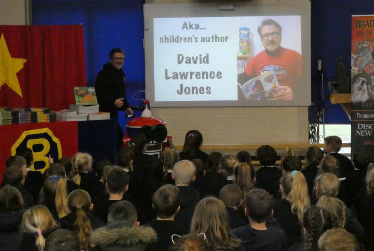 DavLawJones's tweet photo. Edutaining children and celebrating #worldbookday at St Joseph’s &amp; St Mary’s Catholic School in Wool #readingroocks #literacymatters #bookman #authorvisit #edutainment https://t.co/M7lE2OOMWY